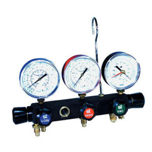 Stagi R134A/R404A 3 Way Manifold & Vac Gauge
