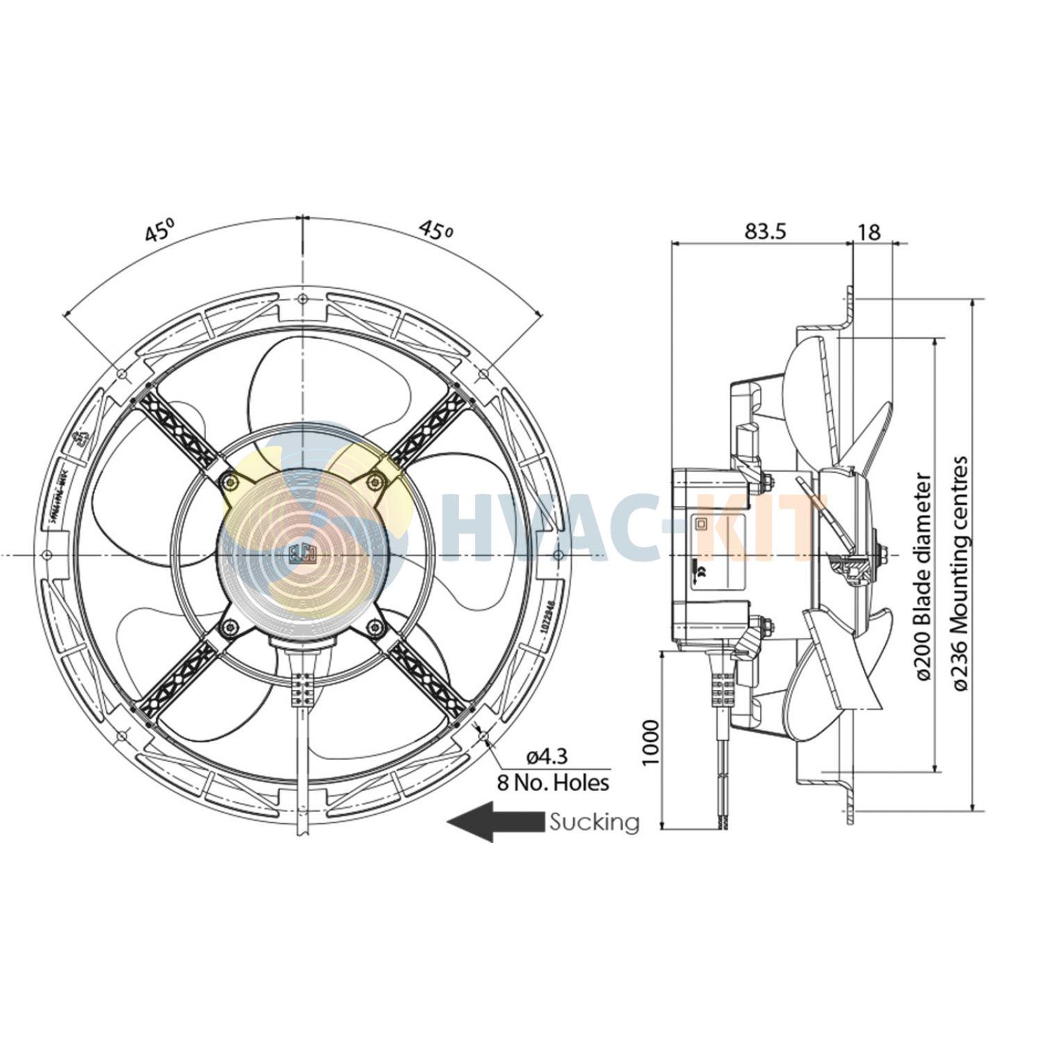EBA12150VA0010 Ring Mount Axial Fan Sucker - Image 3