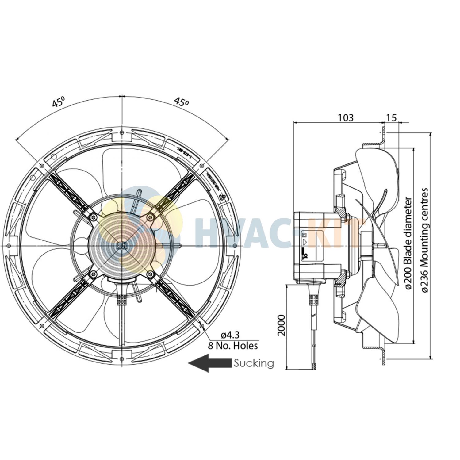 EBA12150VB0403 Ring Mount Axial Fan Sucker - Image 3