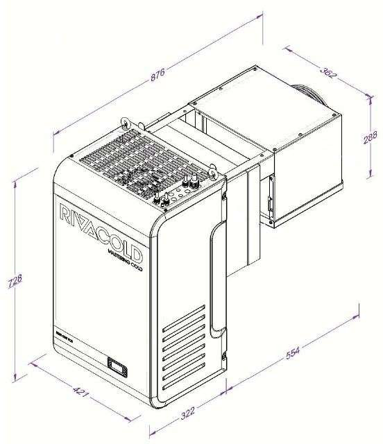 BYWT251MA20P11 Rivacold Wall Mounted Chiller 1ph- Nom: 1265 W - Image 2