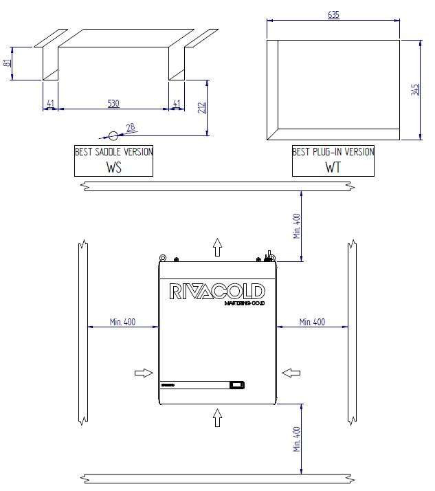 BYWT301MA30P11 Rivacold Wall Mounted Chiller 1ph- Nom: 1645 W - Image 3