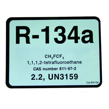 Refrigerant ID Labels (pack 10) 75 x 100mm - R134a